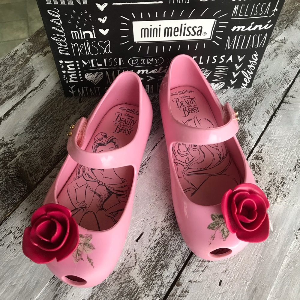 Mini Melissa Beauty & The Beast Size 9 Pink Shoes